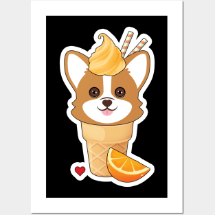 Corgi Orange Ice Cream Posters and Art